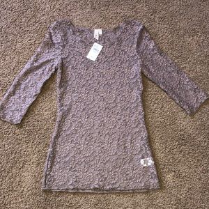 Buckle 3/4 sleeve see through shirt